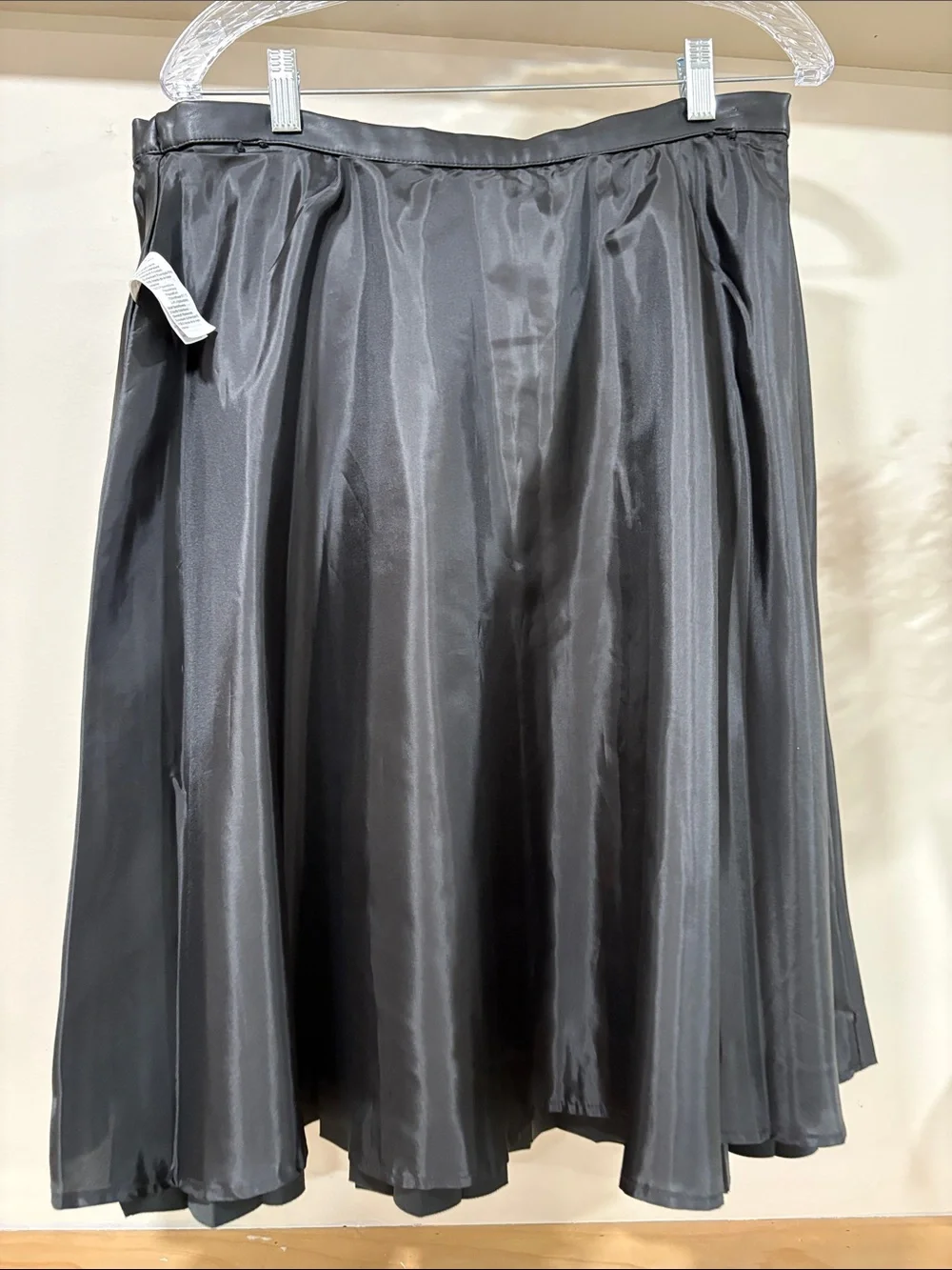 J. Crew Black Pleated Faux Leather Midi Skirt, Size 10, NWT